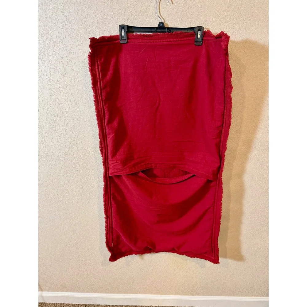 Pottery Barn Velvet Lattice Stitch Quilted Pillow Sham Red Cotton Standard 36x20